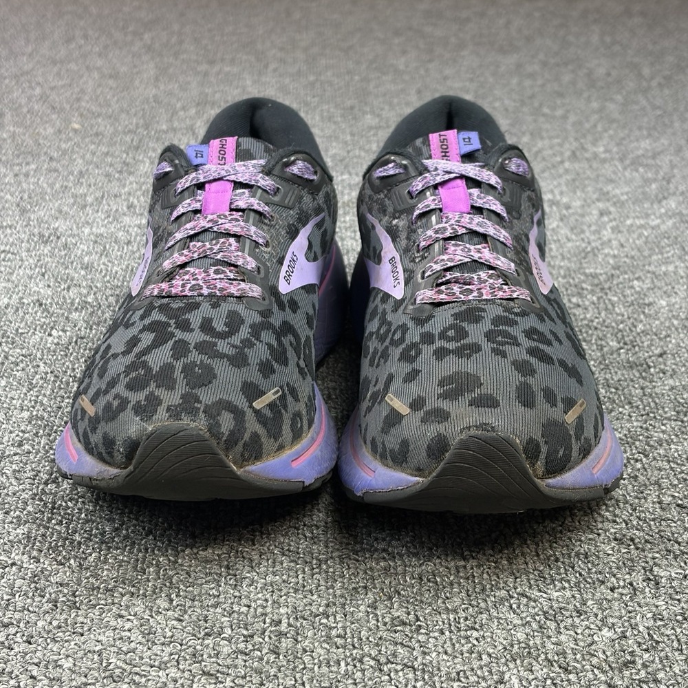 Brooks Ghost 14 Leopard Print Cheetah Running Shoes Black Purple Womens Size 9 B - Picture 3 of 10